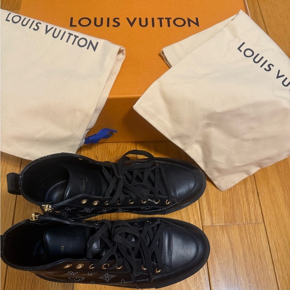 Authentic Louis Vuitton Black High-Top Sneakers - Picture 1 of 14